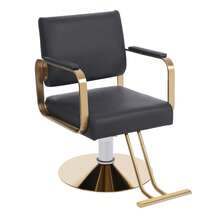 WOBENFOG Barber Salon Chair, 440lbs Height Adjustable Salon Beauty Spa Hair Styling Chair With Footrest, 360° Rotating Professional Salon Chair For Barber Shop Home & Spa - 黑色,金色 - 查看 2