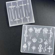Beautizon Nailartlab Various Long And Short Carved Sword/Saber/Sword Hilt Silicone Molds And Tassel Butterfly, Key, Crescent Moon, Scissor, Snowflake, Vine Pattern Silicone Molds, Dark Vintage Style Embossed Mold Decorative Accessories, Zero Damage Demolding, Delicate And Three-Dimensional Texture, Essential Supplies For Nail Salons - Multicolor - View 10