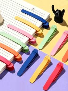 3pcs Automatic Following Bookmarks, Soft Silicone Material, Minimalist Style Pictogram Pen Clips, Memory Bookmarks For Recording, Multi-Functional Reading Note-Taking Tools, Book Covers And Accessories - Multicolor - View 3