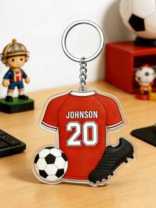 Customized Name & Number Soccer Jersey Acrylic Keychain, Personalized Football Team Key Ring, Customizable Soccer Player Keychain, Sports Team Gift - Multicolor - View 5