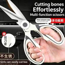 2 Packs Kitchen Scissors Heavy Duty Stainless Steel Scissors Multipurpose Sharp Scissors, Cutting Meat, Herbs, Food, Fish, Sharp Blades And Comfortable Grip - White - View 2