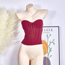 Camisola sexy de moda europea y americana para mujer, ajustada, sin espalda y que revela el abdomen, moldeadora del cuerpo. - Blanco - Ver 6