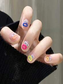 1pc Big Mouth Monster Relief Nail Sticker 3D Jelly Big Mouth Monster Eyes Face Cartoon Nail Art Sticker - Multicolor - View 8
