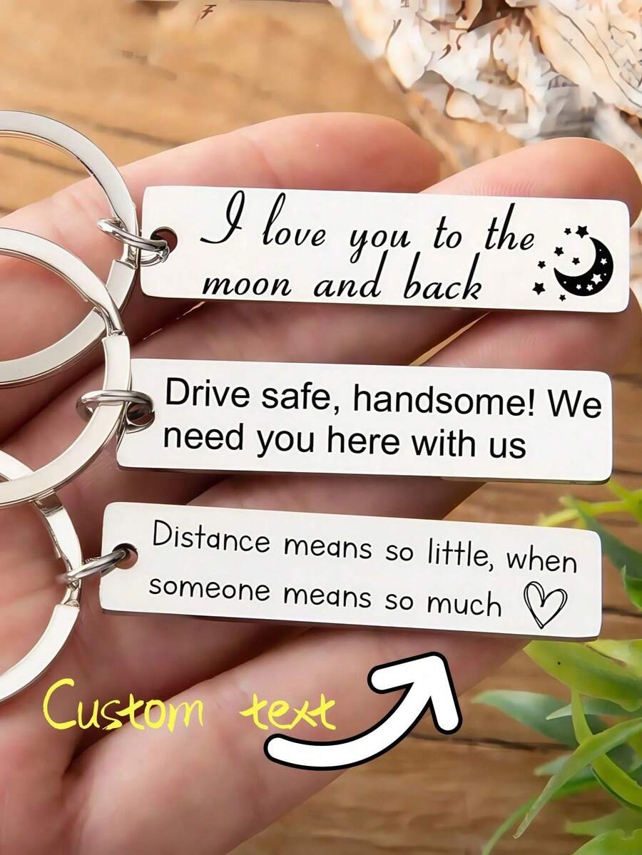 Personalised Key Ring Custom Keychain Engraved Metal Keychain Birthday Keyring Drive Keychain With Name Stainless Keychain Key Fob, Engraved - Style 13 - View 1