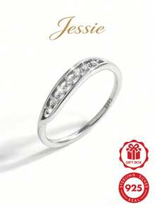 1 Stück eleganter und modischer kleiner vintage 925 Sterling Silber Hohllauf-Design Ring mit eingearbeiteten kubischen Zirkoniasteinen, geeignet für Frauen Partys, Jahrestage, Hochzeiten, als Geschenk - Silber - Übersicht 1