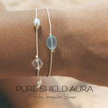 1 Peça, Pulseira de Pedra de Dupla Camada Boho, Pulseira de Aura de Escudo Puro, Pulseira de Corda Ajustável, Pulseira de Pedra de Formato Assimétrico, Pulseira de Praia de Férias - Colorida - Visão 1