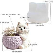 Cute Samoyed Dog Shaped Clay Silicone Mold Flowerpot, Embossed Dog Hug Flowerpot Shape Planting Succulent Plant Flowerpot Gypsum Mold, DIY Gypsum/Resin/Clay Dog Storage Box Mold, Ideal Choice For Home Decoration And Holiday Gifts - A - View 2