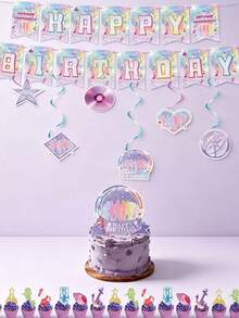 This 46-Piece Party Decoration Set Is Themed Around Colorful Singers, Including 15 Bunting Flags, 6 Banners, 24 Small Picks, And 1 Large Pick. It's Perfect For Home Birthday Parties, Photo Backdrops, And Can Also Be Used As A Gift Or Decoration. - B - View 2