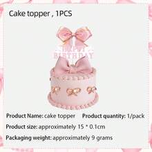 Dieses 46 Stücke Party-Dekorationsset hat ein rosa Schleifen-Thema, einschließlich 15 Wimpelbanner, 6 Flaggen, 24 kleine Picks und 1 großer Pick. Es ist perfekt für Mädchen-Geburtstagspartys, Fotohintergründe und kann auch als Geschenke und Dekorationen verwendet werden. - B - Übersicht 5