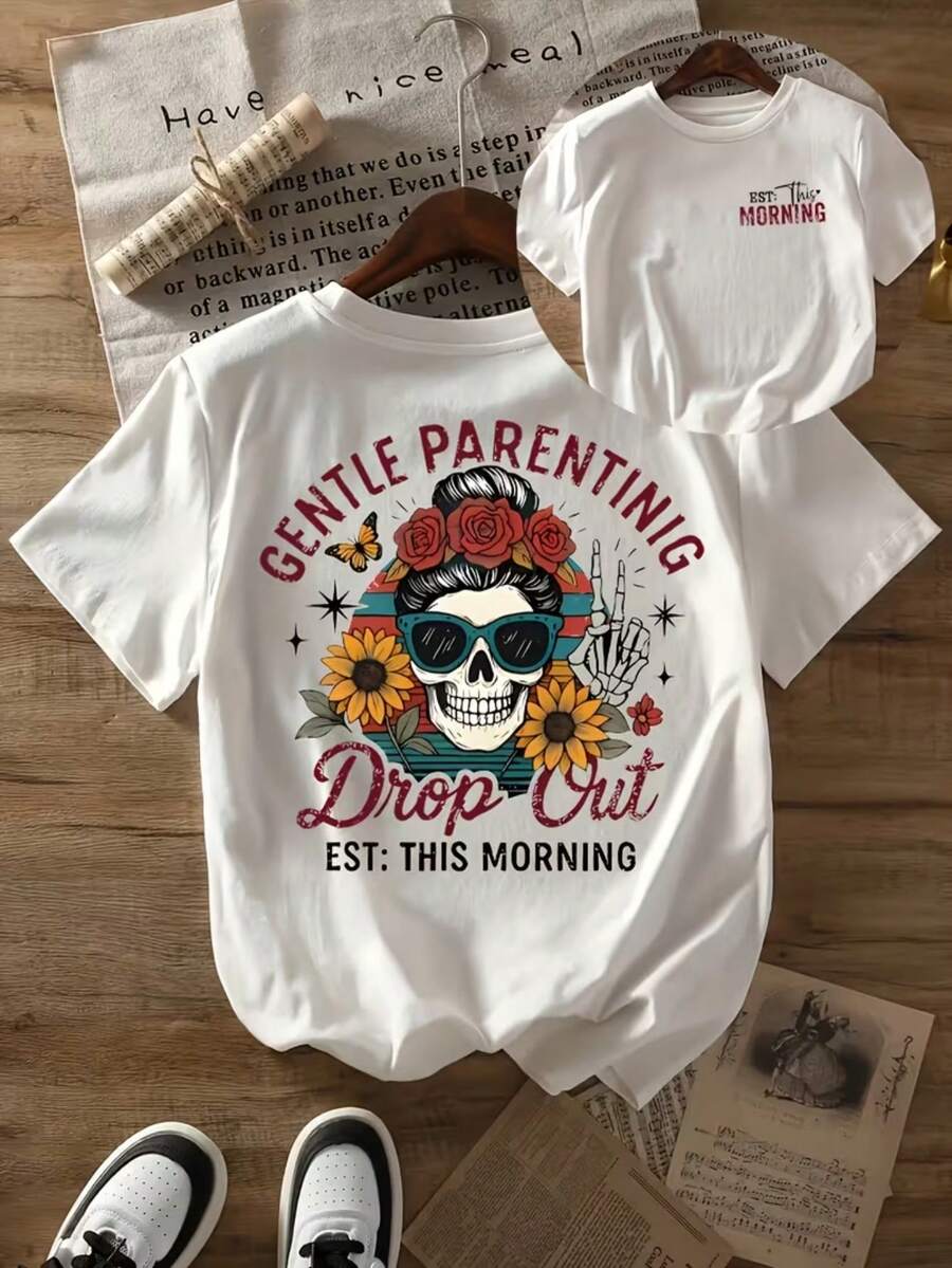 Camiseta de verano estampada de manga corta para mujer, top para mujer, tejido de algodón puro, corte regular blusas para mujer playeras de mujer blusas casuales para dama conjuntos de mujer - Blanco - Ver 1