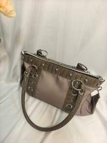 Sac à main vintage Y2K Hot Girl rétro grande capacité style design de niche mode haut de gamme sac à bandoulière sac fourre-tout polyvalent doux et cool sous le bras - Nude - Voir 2