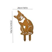 1pc Vintage Rusty Metal Cat Garden Stake, Outdoor Garden And Yard Decor Accent, Suitable For Lawn, Flowerbed And Patio, Gift For Cat Lovers - Floor Socket - View 4