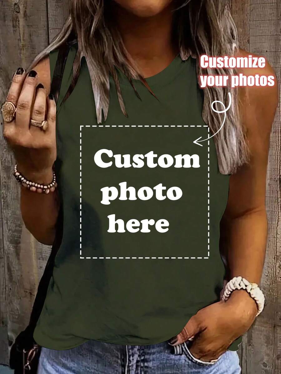 Custom Women's Tank Top, As A Gift For Girlfriend Sports - Army Green - View 1