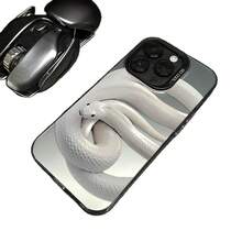 Coiling White Snake Phone Case Suitable For Apple 14 Pro Max,  15 Pro, Advanced 16 Pro, 17 New - 彩銀殼-白色-盤旋大白蛇 - 查看 6