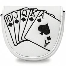 1pc Putter Head Cover, Poker Card Pattern - Magnetic Closure PU Shell, Soft Lining, Black/White Optional - Multicolor - View 1
