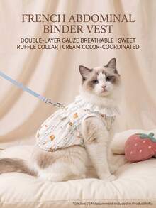 Spring/Summer Cartoon All-Over Print Double Layer Mesh Cat Clothes With Leash Attachment, Belly Wrap Tank Dress, Thin Breathable Pet Apparel - Multicolor - View 7