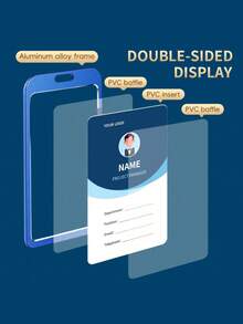 3/6/12pcs Heavy Duty Aluminum Alloy ID Badge Holder With Lanyard, Top Loading Clear Acrylic Window Metal Card Holder, Suitable For Office Staff, Teachers, Nurses, Back To School - Top-loading - View 7