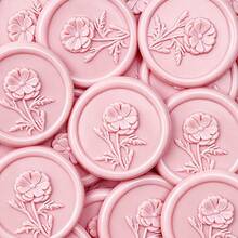 20pcs/Pack 3D Floral Pattern Wax Seal Stickers, Self-Adhesive Wax Seal Stickers, Suitable For Gifts, Wedding Invitations, Envelope Sealing - Pink - 3D Flower-powder - View 2