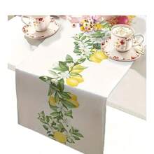 Camino de mesa de poliéster, patrón de porcelana azul con estampado floral de flor de limón y limón simple, impermeable, resistente al calor y lavable, decoración de camino de mesa para mesa de comedor, para decoración de mesa y prevención de polvo - Multicolor - Ver 9