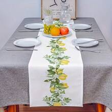 Camino de mesa de poliéster, patrón de porcelana azul con estampado floral de flor de limón y limón simple, impermeable, resistente al calor y lavable, decoración de camino de mesa para mesa de comedor, para decoración de mesa y prevención de polvo - Multicolor - Ver 11