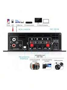 AK380 2CH 800W Digital Amplifier Bluetooth USB Mini Car Audio - Black - View 6