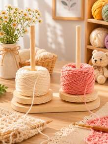 1pc Home Yarn Fixing Device, Natural Wood Color Wooden Yarn Unwinding Rack In Rural Style, Desktop Knitting Storage Tool, Suitable For Knitting Enthusiasts, DIY Knitting, Crochet, Embroidery, Home Hand Knitting, Desktop Knitting, Handicraft Studio - Spool - View 8