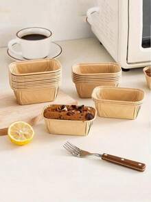 Non-Stick Baking Cups, Suitable For Bread, Cupcakes, Desserts - Rectangular Mini Muffin Molds, Textured Design, Stackable, Paper Material, Even Baking, Leak-Proof - Multicolor - View 5