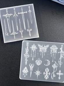 Beautizon Nailartlab Various Long And Short Carved Sword/Saber/Sword Hilt Silicone Molds And Tassel Butterfly, Key, Crescent Moon, Scissor, Snowflake, Vine Pattern Silicone Molds, Dark Vintage Style Embossed Mold Decorative Accessories, Zero Damage Demolding, Delicate And Three-Dimensional Texture, Essential Supplies For Nail Salons - Multicolor - View 7