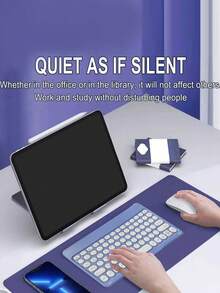 AKKHOO Round Keycap Silent Mini Wireless Keyboard, 10-Inch Ultra-Thin, Rechargeable, Compatible With IPad, Computer, Phone, Tablet - Purple - View 4