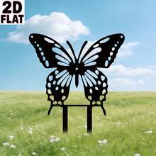1 pieza Estaca de decoración de jardín de acrílico con mariposa 2D, corte de precisión, regalo ideal para inauguración de casa, simboliza vitalidad y prosperidad, corte exquisito, sin instalación requerida, estaca de decoración de jardín de acrílico para exteriores, hermosa decoración para jardín y patio - A - Ver 2