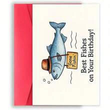 Cute Cartoon Fish Theme Birthday Card, Sweet Meaning, Ideal Gift For Husband, Boyfriend, Girlfriend, Best Friend, Partner And Family - A - View 1