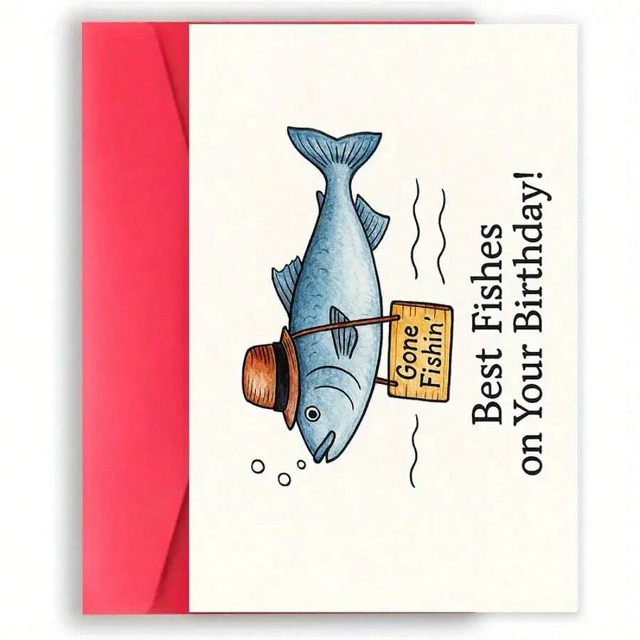 Cute Cartoon Fish Theme Birthday Card, Sweet Meaning, Ideal Gift For Husband, Boyfriend, Girlfriend, Best Friend, Partner And Family - A - View 1