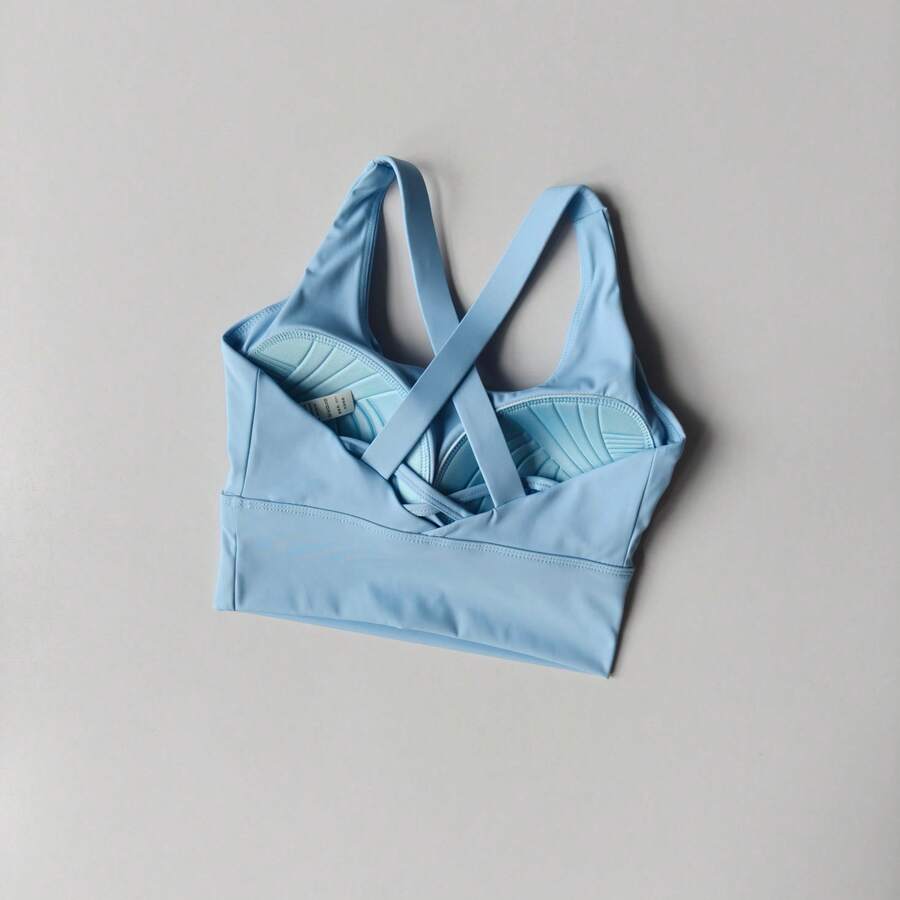 All-In-One Sports Bra Collection, Professional High-Intensity Shockproof Chest Support, Running Bra, Yoga, Fitness, Summer Fabric - Light Grey - View 1