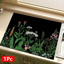 1件裝 家居裝飾 植物圖案印花餐盤瀝水墊 咖啡機檯面吸水墊 水槽排水墊 柔軟水龍頭吸水墊 水槽杯墊 廚房用品 浴室用品 - 彩色 - 查看 13
