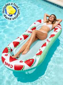 1pc Inflatable Mesh Floating Lounger, Lemon & Watermelon Pattern, With Pillow, Water Hammock, Suitable For Beach, Seaside, Water Recreation, Pool Party, Summer Beach, Inflatable Water Float, Pool Floating Seat, Pool Raft, Available With Pump Set - Net Float - View 15