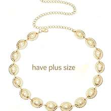 1pc Oversize Plus Size High Alloy Material Women's Belt Waist Chain, Bohemian Gold Daisy Edge Metal Textured Pants Chain Waist Chain, Matches Western Style Jeans, Beach, Vacation, Party, Plus Size XXL/XXXL - Gold - View 6