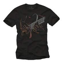 Camiseta de Guitarra para Hombres con Estampado de Música Genial y Estampado Gráfico de Guitarra, Regalo Perfecto para Guitarristas, Músicos y Amantes de la Música S-5XL - Negro - Ver 1