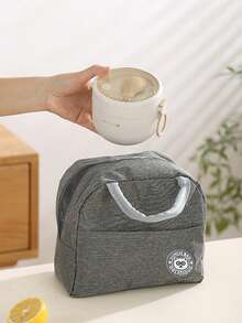 1pc Beige Lunch Box, Beige Oatmeal Cup, Grey Lunch Bag - Multicolor - View 7