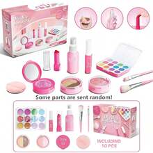 兒童居家玩樂化妝套裝 女孩用塑膠仿真口紅眼影 DIY 玩具，適合 3 歲以上兒童生日禮物 - 10PCS - 查看 10