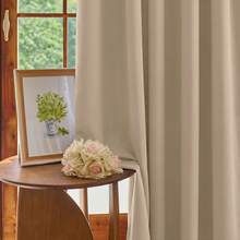 Plain Velvet Curtain With 8 Buttons (1 Piece), Soft And High Quality Fabric, Enhances The Style Of Your Home, Perfect To Complement Any Modern Decor Style. - 淺咖 - 查看 10