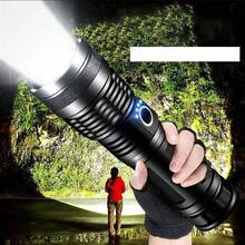 1PC High-Power LED Aluminum Alloy Flashlight - Outdoor High-Luminance Long-Distance Light With Battery Indicator, Zoomable Focus & Strong Beam For Night Fishing (Battery Not Included) - Multicolor - View 1