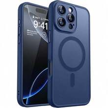 磨砂半透明磁吸手機殼，適用於 iPhone 17E 16E 17 Air 16 15 14 13 12 11 Plus Pro Max，相機保護防震保護套 - 深藍 - 查看 6