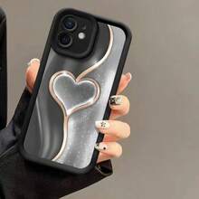 Funda Corazón Dorado para Apple 15Pro, 17, Premium 14Pro, Nuevo 16, Europeo y Americano 13 - Emery - Negro - Morado Corazón Dorado - Ver 3