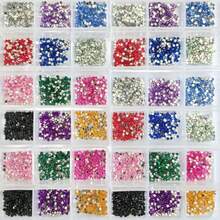 6 cajas de set de strass para arte de uñas con base plana de cristal, colores surtidos, para decoración DIY/forma, cristales brillantes con base plana - Multicolor - Ver 4