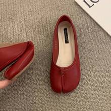 Tabi -zapatos planos de piel de microfibra para mujer, zapatillas cómodas con punta dividida, mocasines de fondo suave, lisos - marrón3 - Ver 8