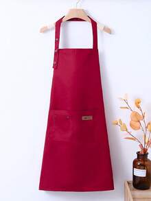 1pc Fabric Kitchen Apron For Hair Salon, Adjustable Shoulder Straps, Dual Pockets, Unisex, Chef BBQ Restaurant Bar Shop Cafe Nail Studio Work Uniform Apron - Multicolor - View 5