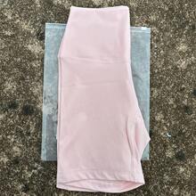Solid Color Women's Fitness Sports High Waist Yoga Short Leg Cycling Full Body Workout Jog Squat Proof Inner Pocket - 銀色 - 查看 1