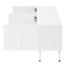 TV Stand/Living Room Side Table With Curved Lines In Three Dimensions, Four Doors, Two Separate Storage Compartments, Metal Legs. - 白色 - 查看 9