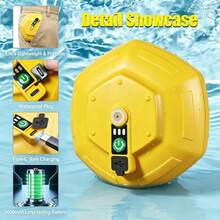 IPX7 Waterproof Floating Rechargeable Aerator Pump, Ultra Quiet Portable Oxygen Bubbler With Durable Battery, Live Bait Aerator For Minnow Bucket, Fish Tank, Outdoor Fishing And Live Bait Transportation - Yellow - View 2