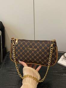 Bolso de mano para mujer con estampado de cocodrilo, bolso de hombro estilo coreano, nuevo bolso de moda, bolso minimalista para uso diario, estilo retro. - Marrón café 2 - Ver 2